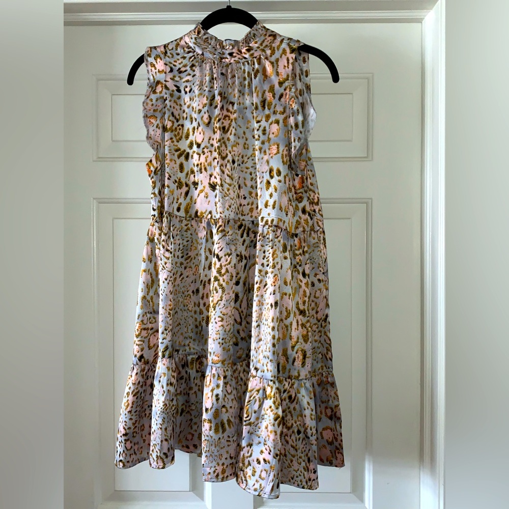 TCEC leopard Blue & Pink and gold dress size S👗👛